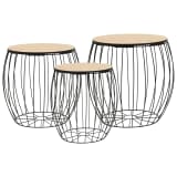 vidaXL Coffee Table Set 3 Pieces Poplar Plywood Iron