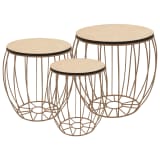 vidaXL Coffee Table Set 3 Pieces Poplar Plywood Iron