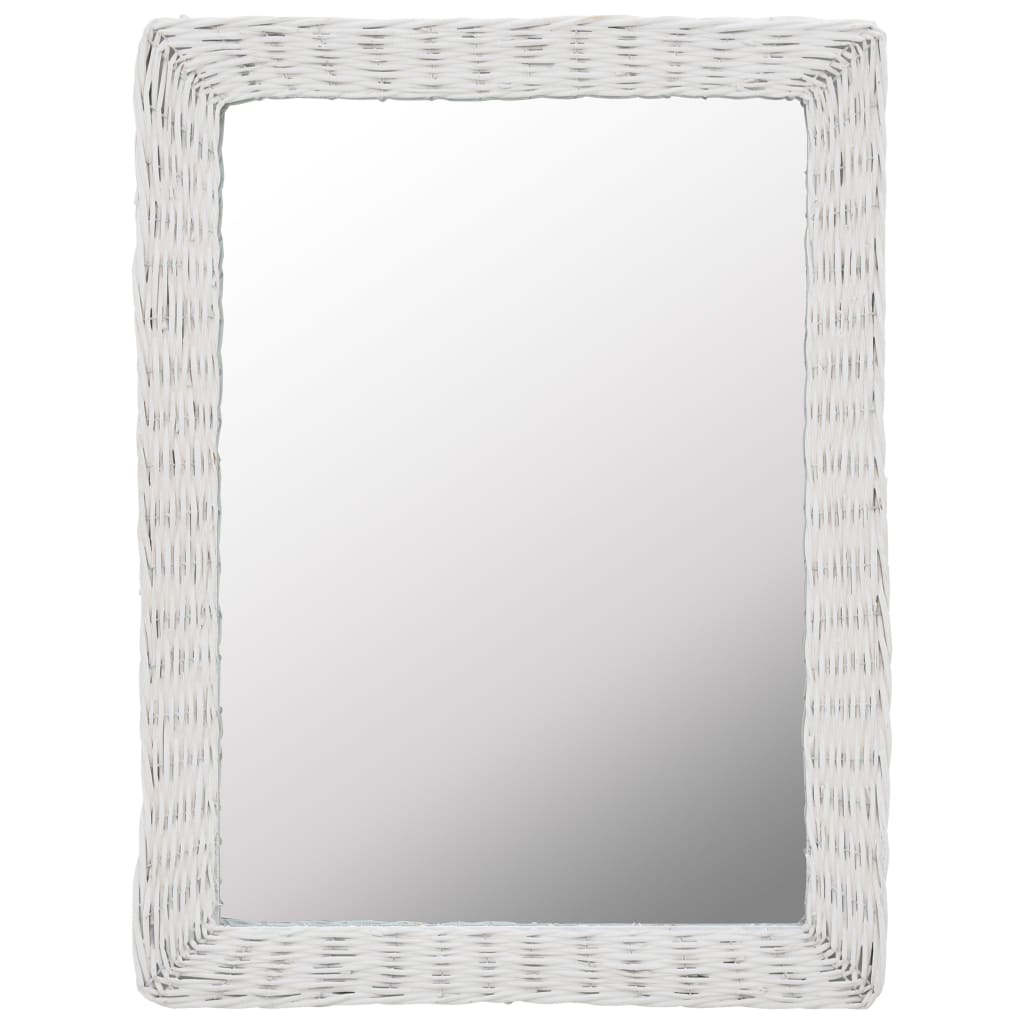 vidaXL Oglindă, alb, 60 x 80 cm, răchită vidaXL