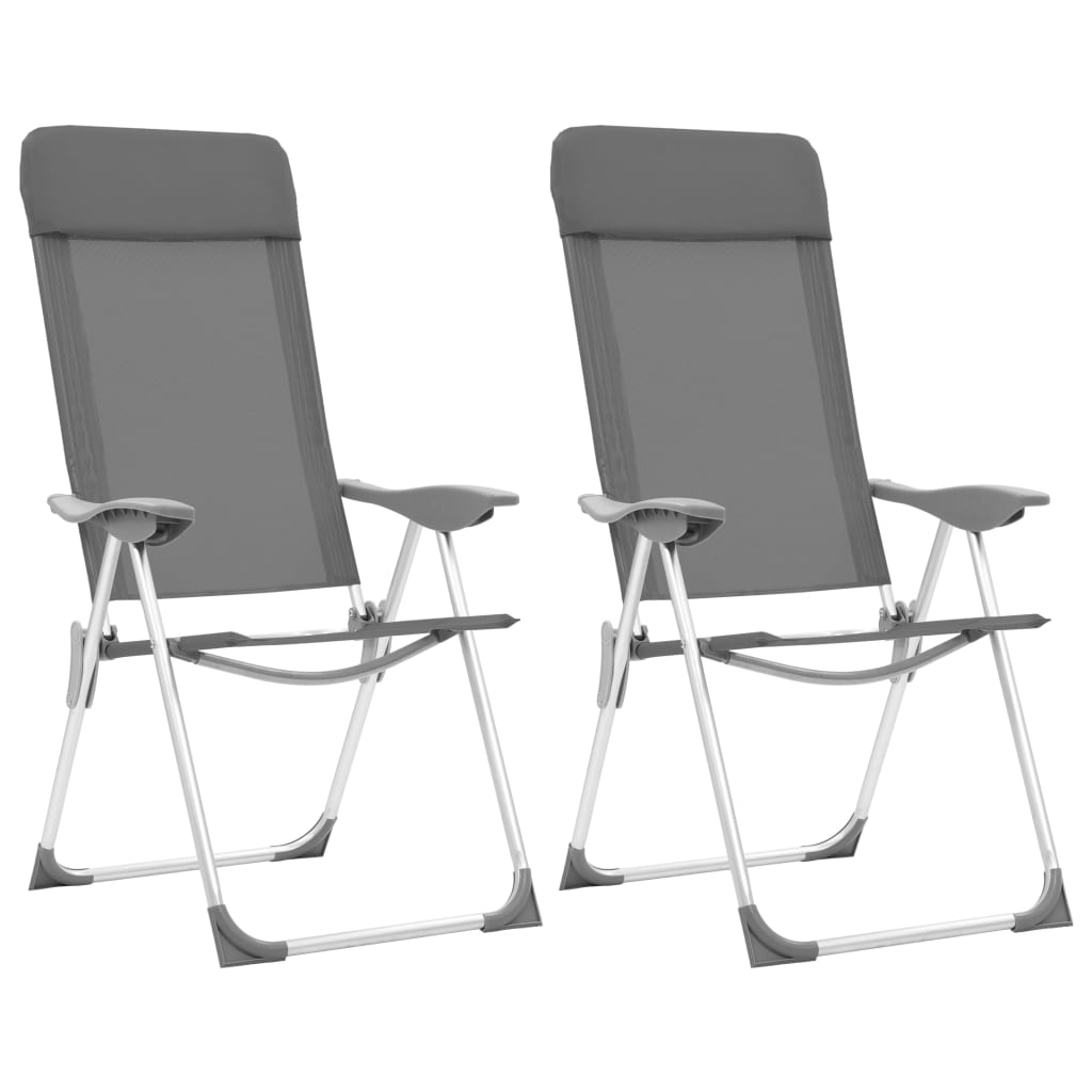 Petrashop  Skládací kempingové židle 2 ks šedé hliníkové