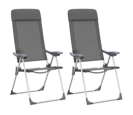 vidaXL Klappbare Campingstühle 2 Stk. Grau Aluminium | vidaXL.de