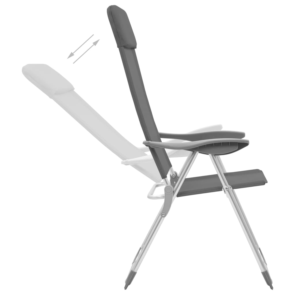 Skládací kempingové židle 2 ks šedé hliníkové