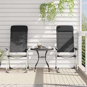 vidaXL 折りたたみキャンプチェア 2点 ブラック アルミ製