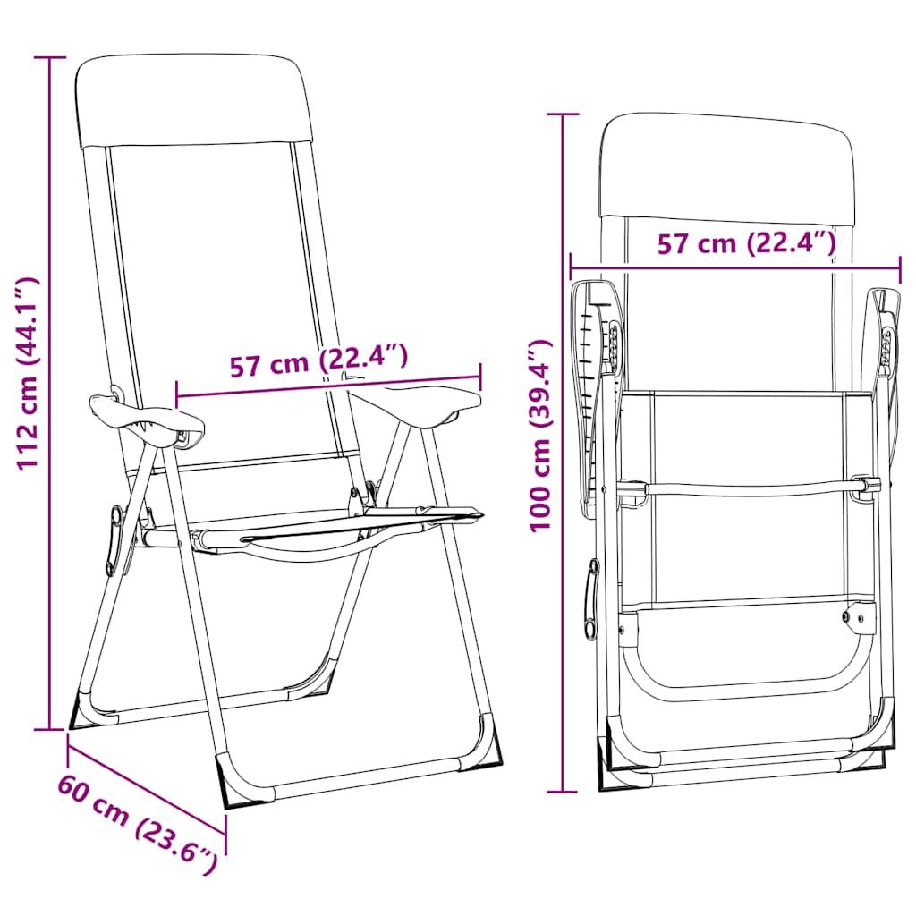 kempinga krēsli, 2 gab., krēmkrāsā, alumīnijs, salokāmi