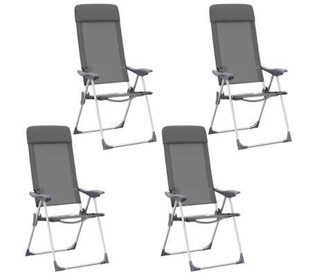 vidaXL 4x Campingstuhl Aluminium Grau Angelstuhl Gartenstuhl Klappstuhl