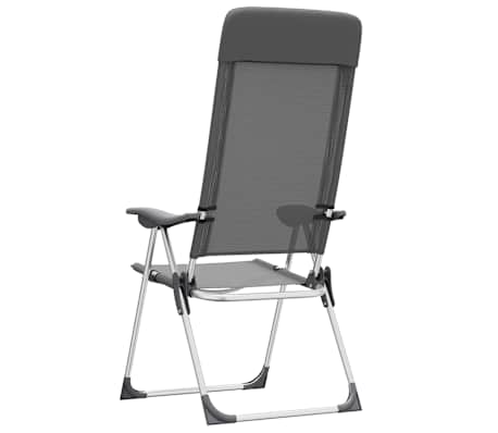 vidaXL 4x Campingstuhl Aluminium Grau Angelstuhl Gartenstuhl Klappstuhl