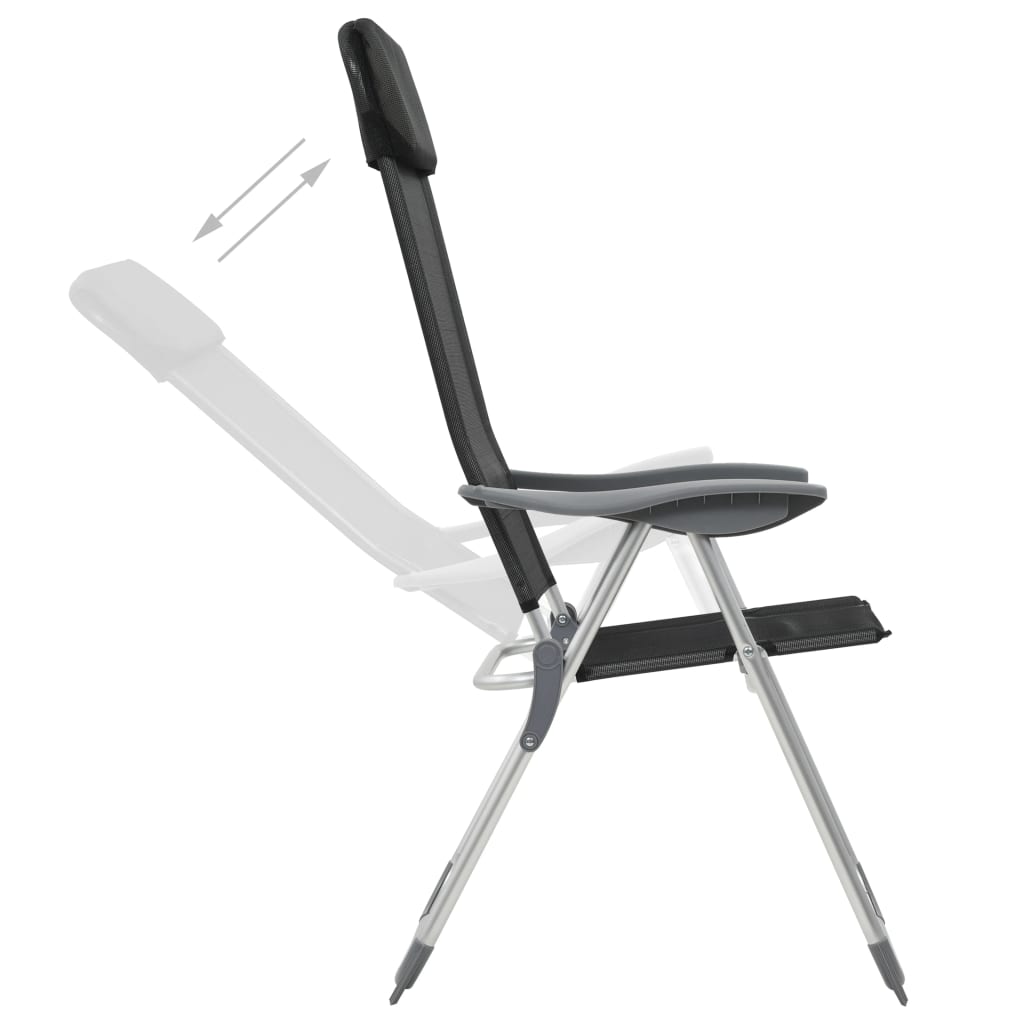 

vidaXL Campingstoelen inklapbaar aluminium zwart 4 st