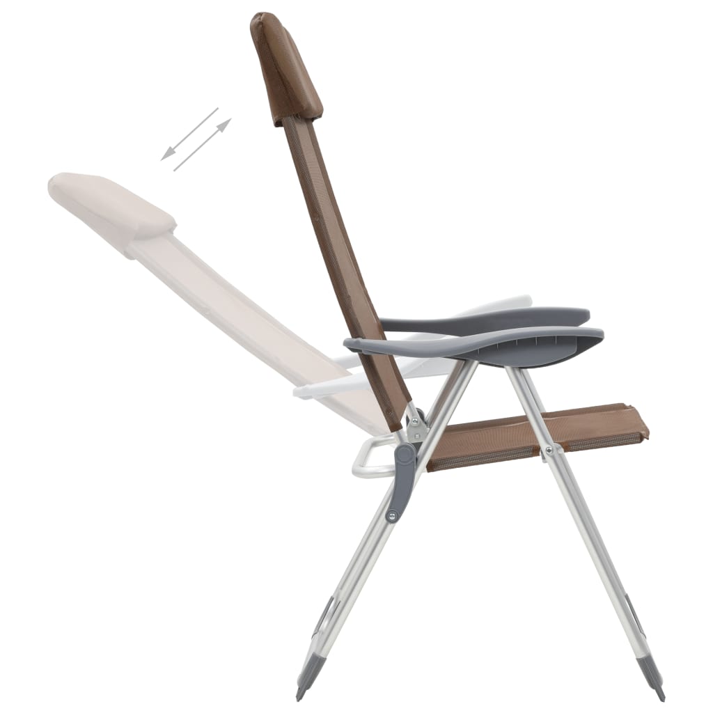 

vidaXL Campingstoelen 2 st inklapbaar aluminium bruin