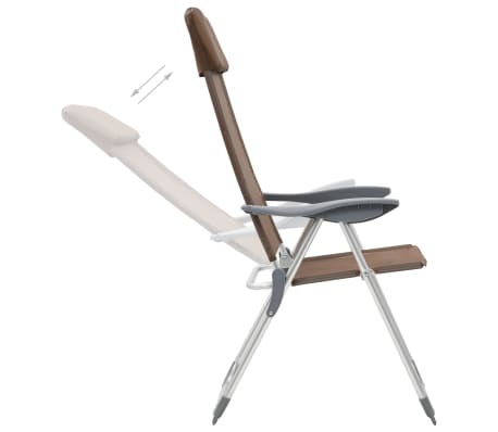 vidaXL Sulankstomos kempingo kėdės, 2 vnt., rudos, aliuminis