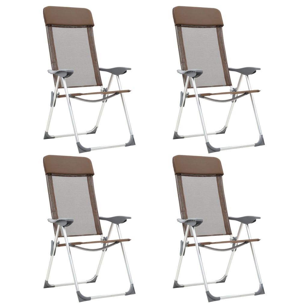 vidaXL Klappbare Campingstühle 4 Stk. Aluminium Braun