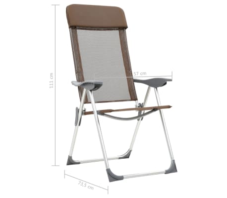 vidaXL 4x Campingstuhl Aluminium Braun Angelstuhl Gartenstuhl