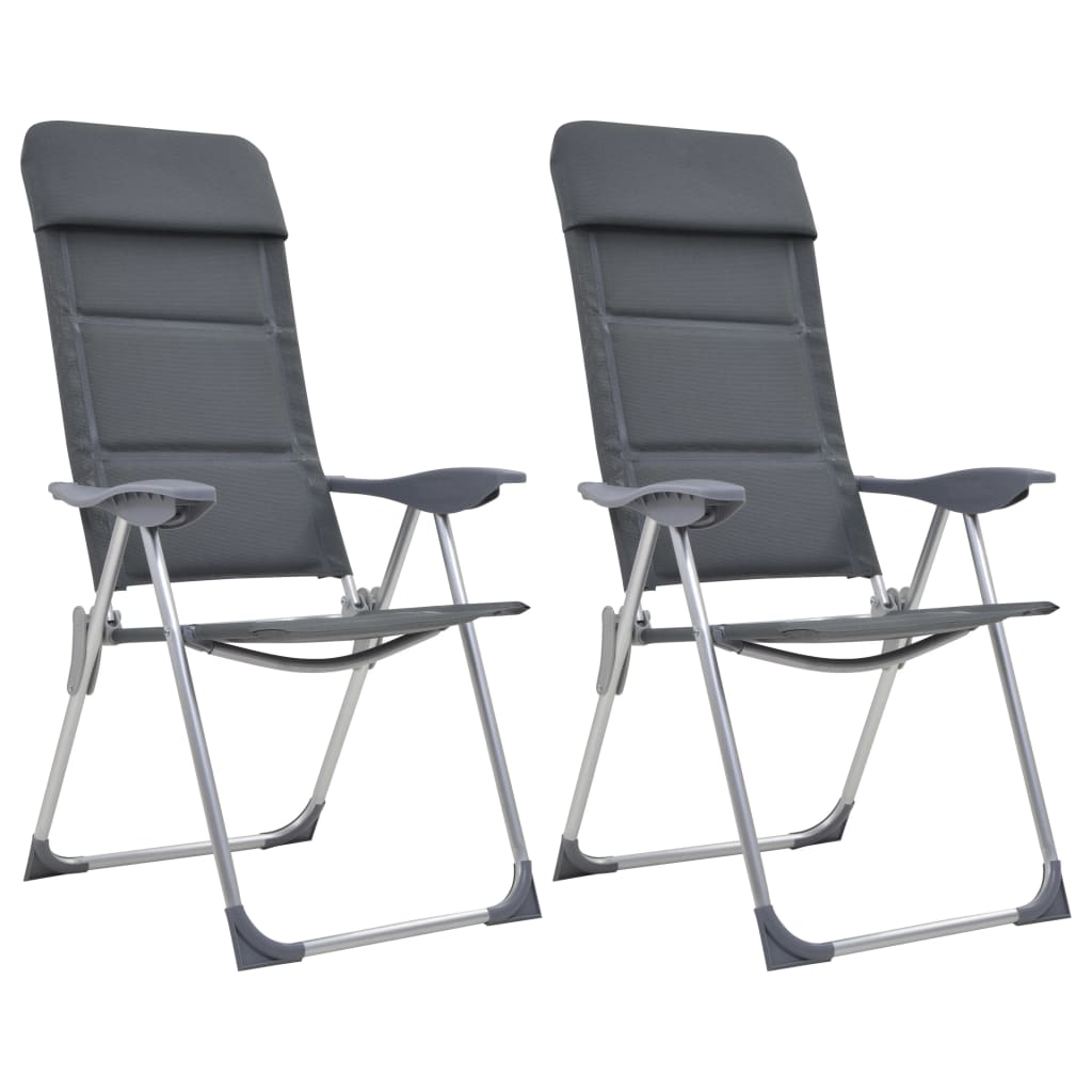 Thumbnail - vidaXL Campingstuhl 2 Stk. Grau 58 x 69 x 111 cm Aluminium