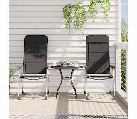 vidaXL キャンプチェア 2点 ブラック 58x69x111cm アルミ製