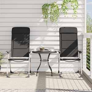 vidaXL キャンプチェア 2点 ブラック 58x69x111cm アルミ製