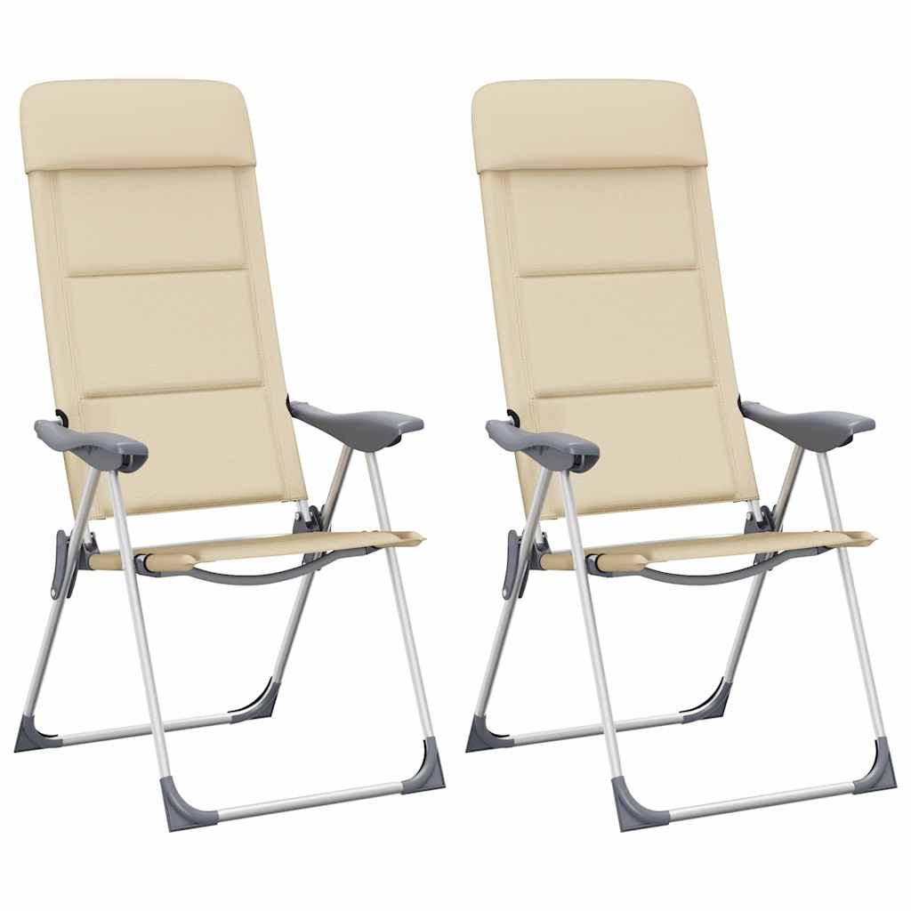 Chaises de camping 2 pcs Crème 58x69x111 cm Aluminium