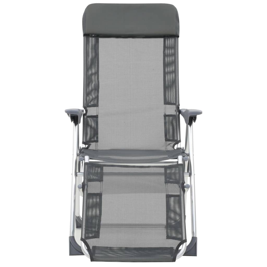 vidaXL Campingstoelen met voetensteun inklapbaar aluminium grijs 2 st