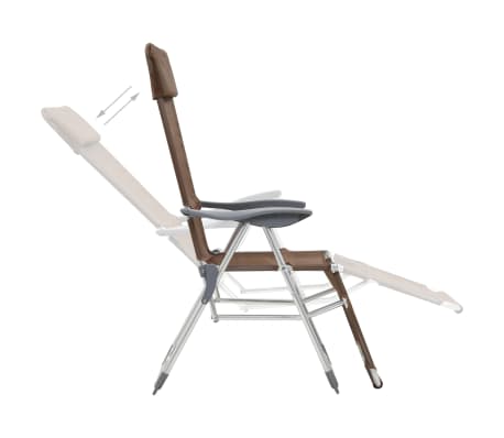 vidaXL foldbare campingstole med fodstøtte 2 stk. aluminium gråbrun