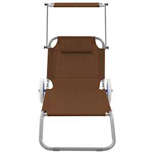 vidaXL Skladacie ležadlo so strie&scaron;kou a kolieskami, oceľ, sivohned&eacute;