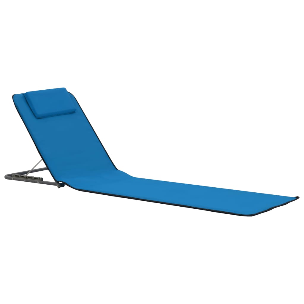 vidaXL Strandmatten inklapbaar 2 st staal en stof blauw afbeelding