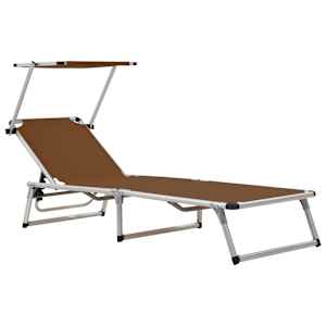 vidaXL kokkupandav lamamistool katusega, alumiinium/textilene, pruun