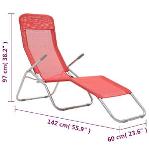 Skládací zahradní lehátka 2 ks textilen červená - obrázek 9