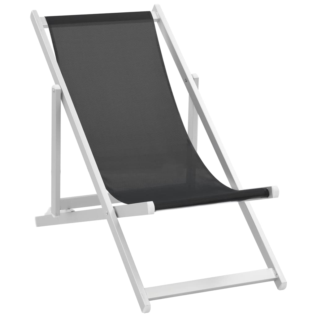vidaXL Strandstoelen inklapbaar 2 st aluminium en textileen zwart
