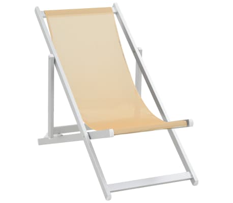 vidaXL Sulankst. paplūd. kėdės, 2vnt., krem. sp., alium. ir tekstil.