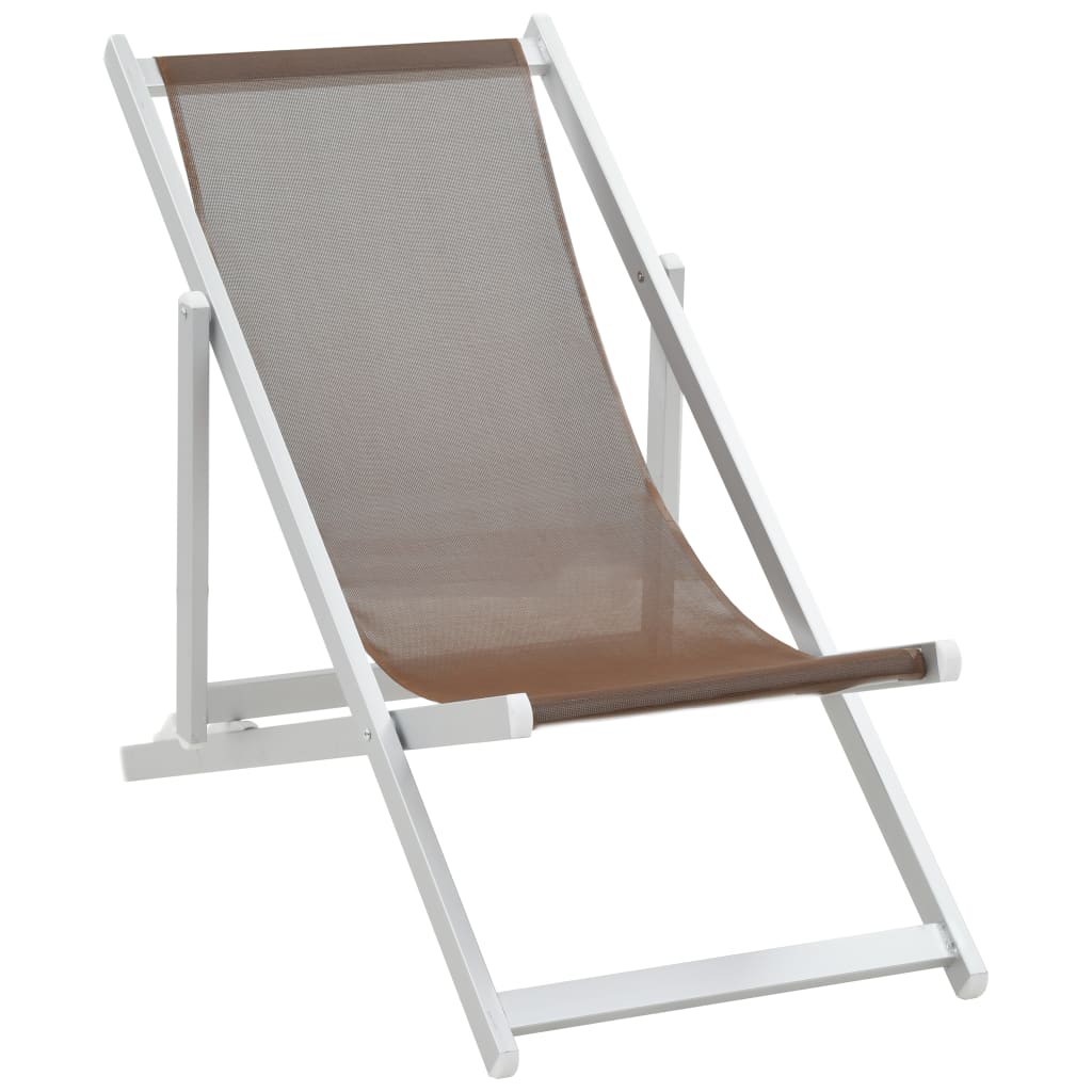 

vidaXL Strandstoelen inklapbaar 2 st aluminium en textileen bruin