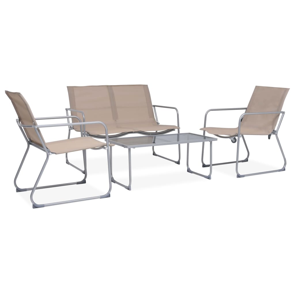 vidaXL Set mobilier de grădină, 4 piese, gri taupe, oțel și textil