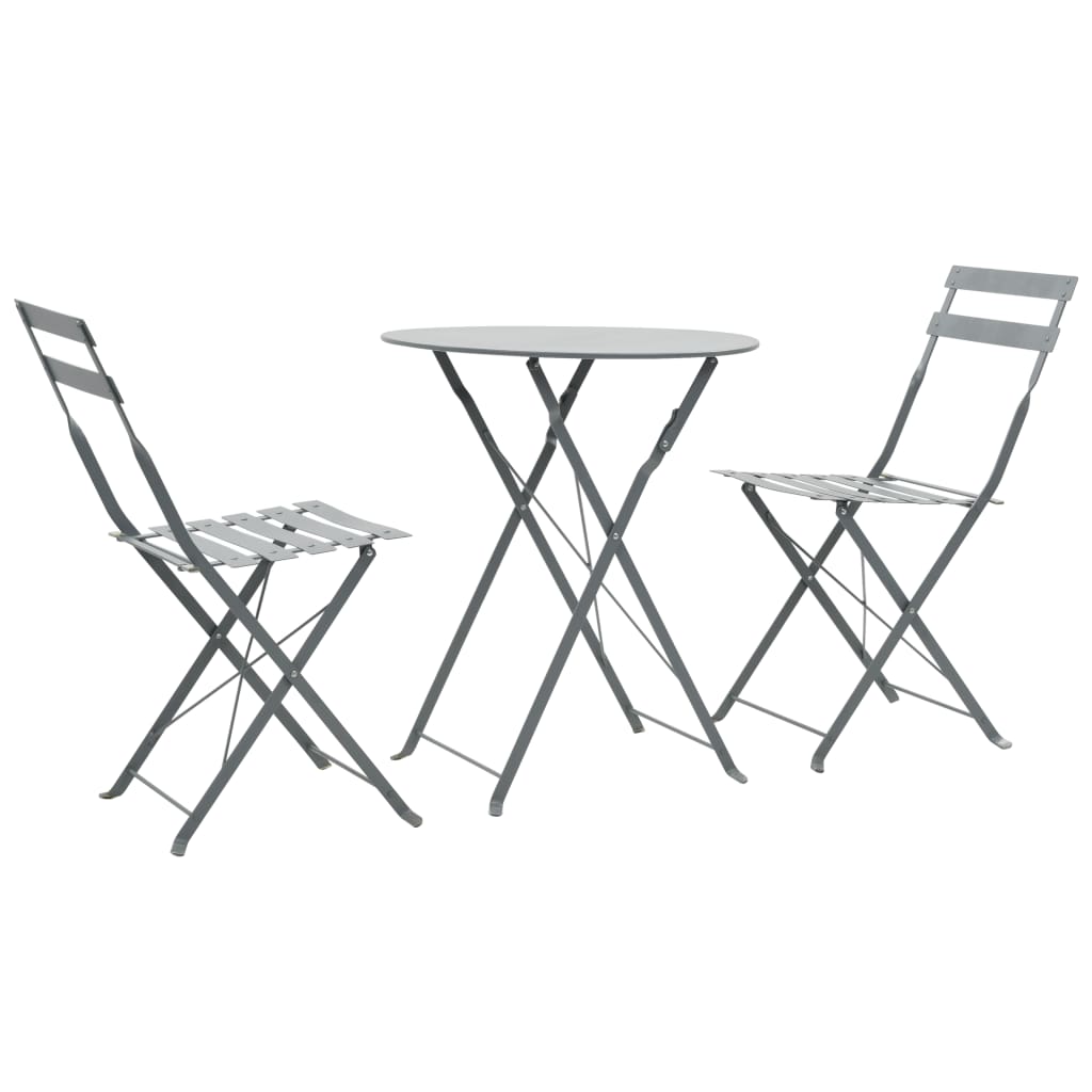 vidaXL 3-tlg. Bistro-Set Stahl Grau