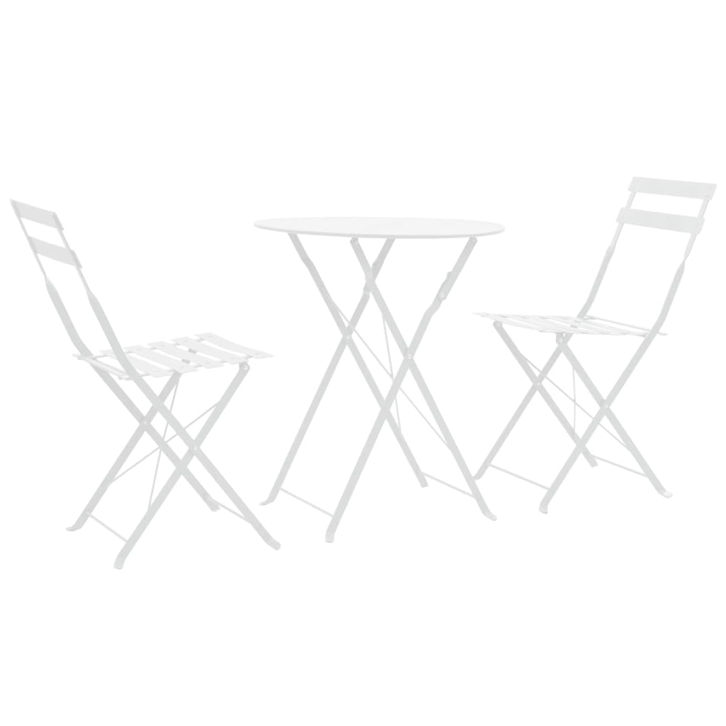 Mobilier de bistro 3 pcs Acier Blanc
