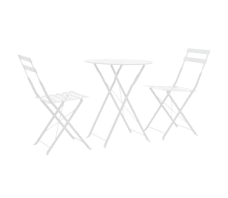 vidaXL Mobilier de bistro 3 pcs Acier Blanc vidaXL Mobilier de bistro 3 pcs Acier Blanc