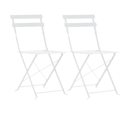 vidaXL Mobilier de bistro 3 pcs Acier Blanc vidaXL Mobilier de bistro 3 pcs Acier Blanc