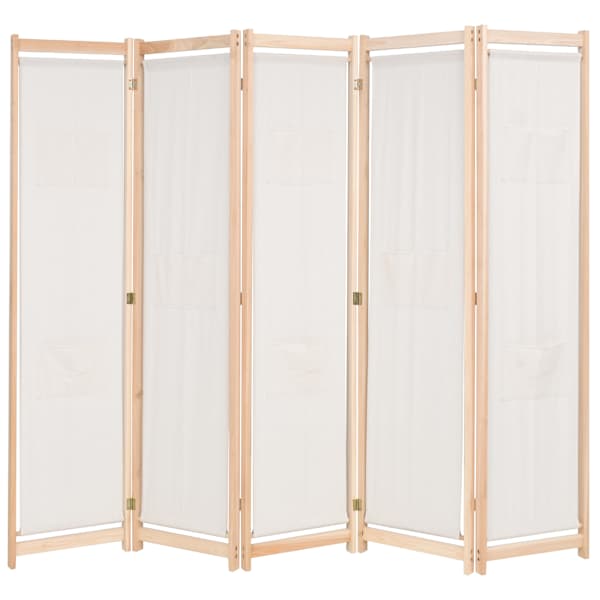 vidaXL 5 paneeliga sirm, kreemjas, 200 x 170 x 4 cm, kangas