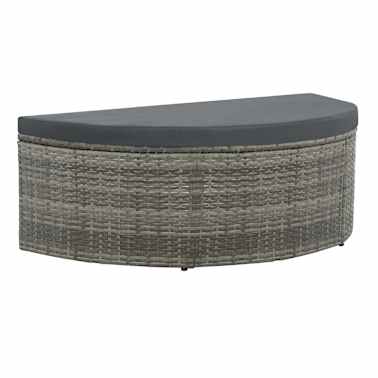 vidaXL Sofá jardim 2 lugares vime PE cinzento almofadões e guarda-sol[4/8]