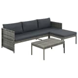vidaXL 3 Piece Garden Lounge Set with Cushions Poly Rattan Gray