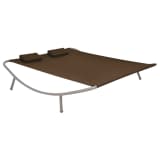 vidaXL barna kültéri kétszemélyes acél heverő 200 x 173 x 45 cm