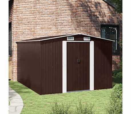 vidaXL Abri de jardin 257x298x178 cm M&eacute;tal Marron