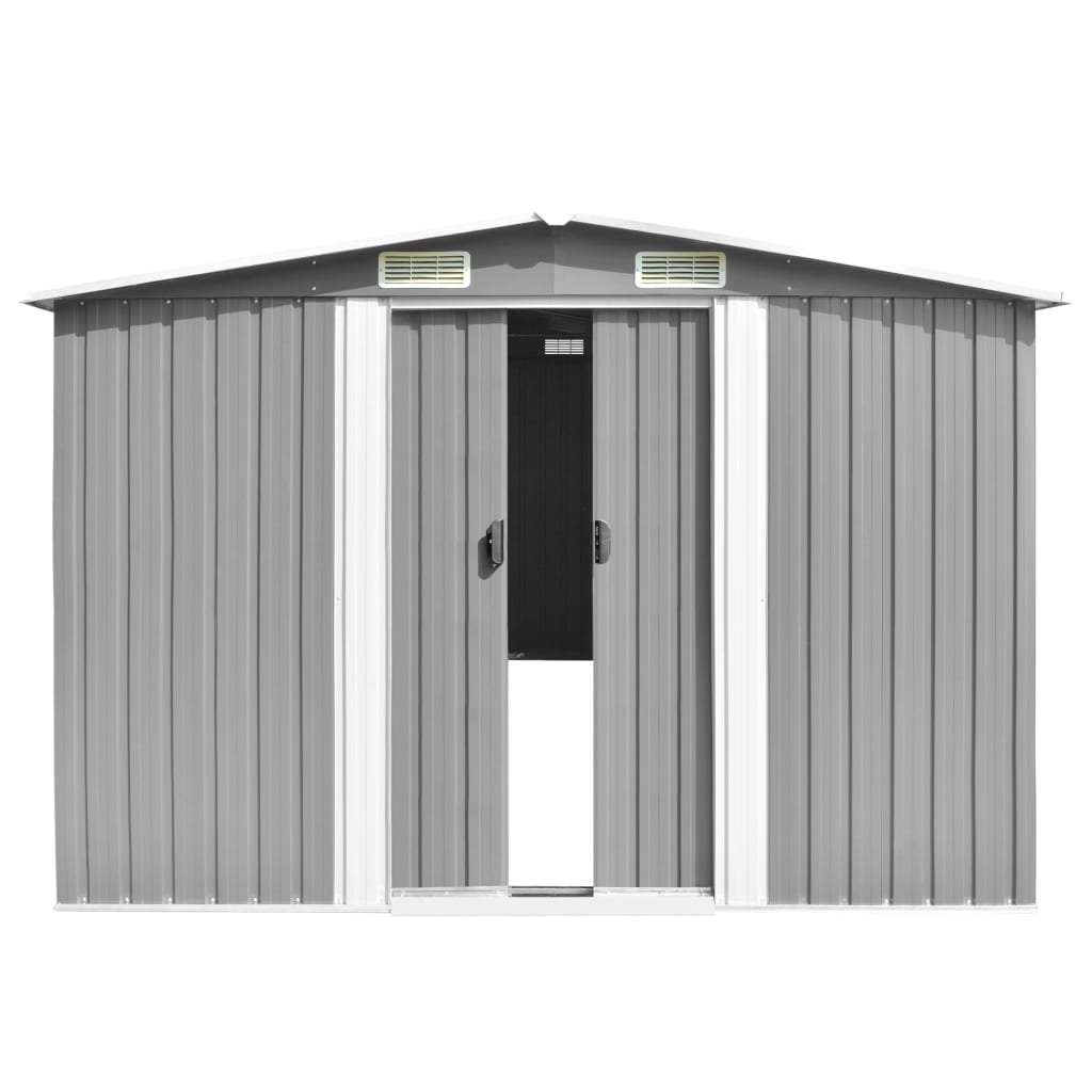 vidaXL Tuinschuur 257x392x181 cm metaal grijs afbeelding