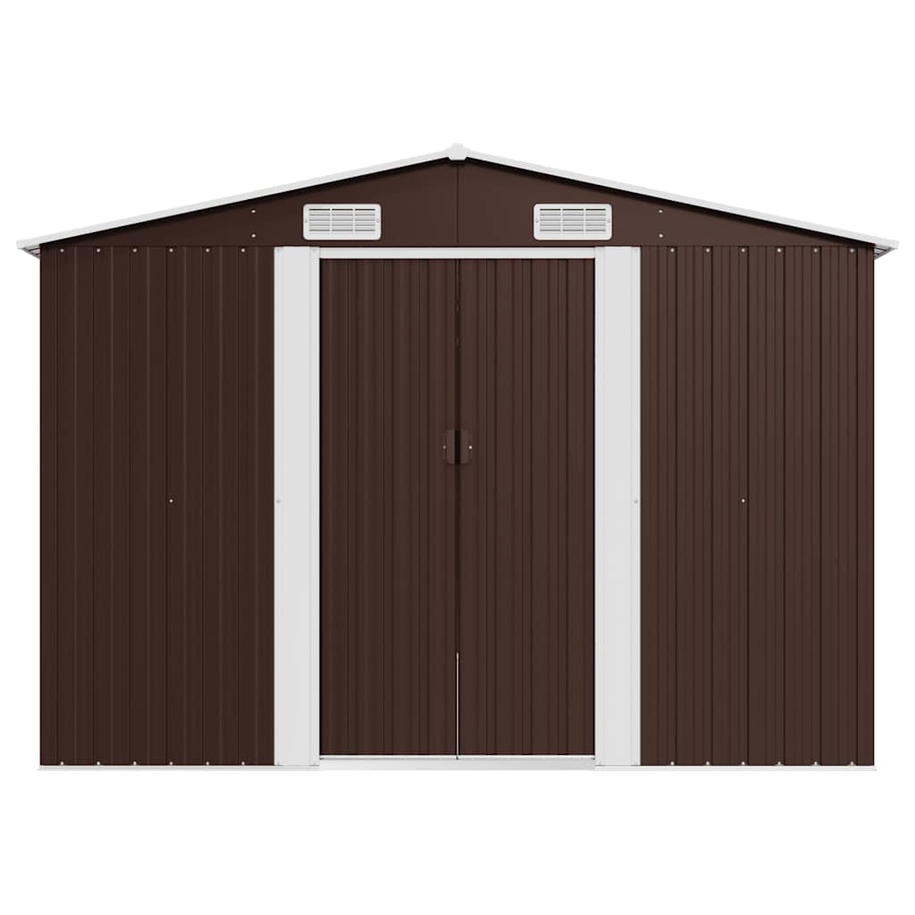 Abri De Jardin En Métal Anthracite 257x392x181 Cm - Grand Rangement Outils, Mobilier De Jardin