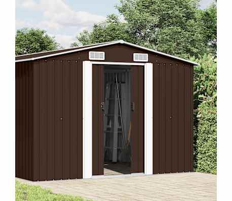 vidaXL Casetta da Giardino 257x392x181 cm in Metallo Marrone