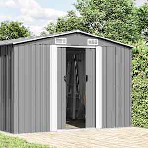 vidaXL Vrtno spremi&scaron;te 257 x 580 x 181 cm metalno sivo