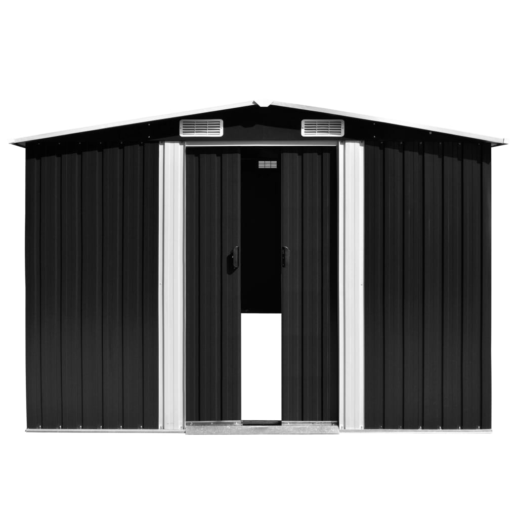 vidaXL antracitszürke fém kerti fészer 257 x 580 x 181 cm