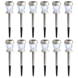 vidaXL Lampe solaire sur pied 12 pcs lumières LED Blanc