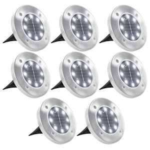 vidaXL p&auml;ikesepatareidega maapinnavalgustid, 8 tk LED-tuled, valge