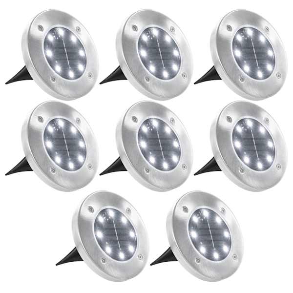 vidaXL p&auml;ikesepatareidega maapinnavalgustid, 8 tk LED-tuled, valge