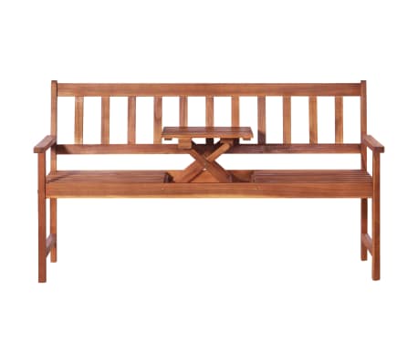 vidaXL 3-Seater Garden Bench with Table 158 cm Solid Acacia Wood Brown