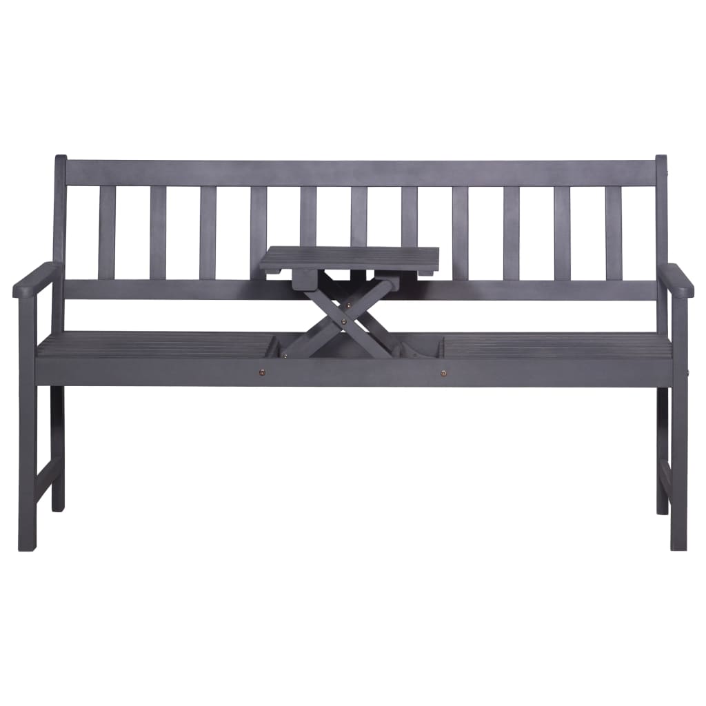 vidaXL 3-Seater Garden Bench with Table 158 cm Solid Acacia Wood Grey