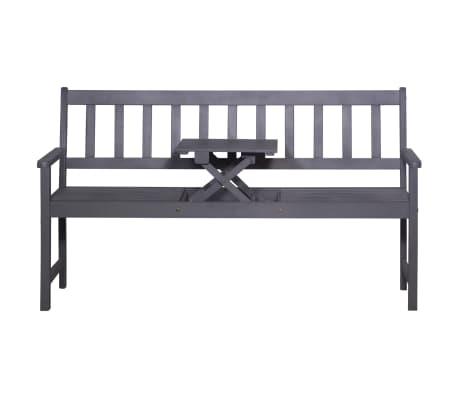 vidaXL 3-Seater Garden Bench with Table 158 cm Solid Acacia Wood Grey