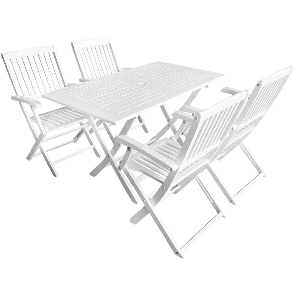 

vidaXL 5 Piece Patio Dining Set Solid Acacia Wood White